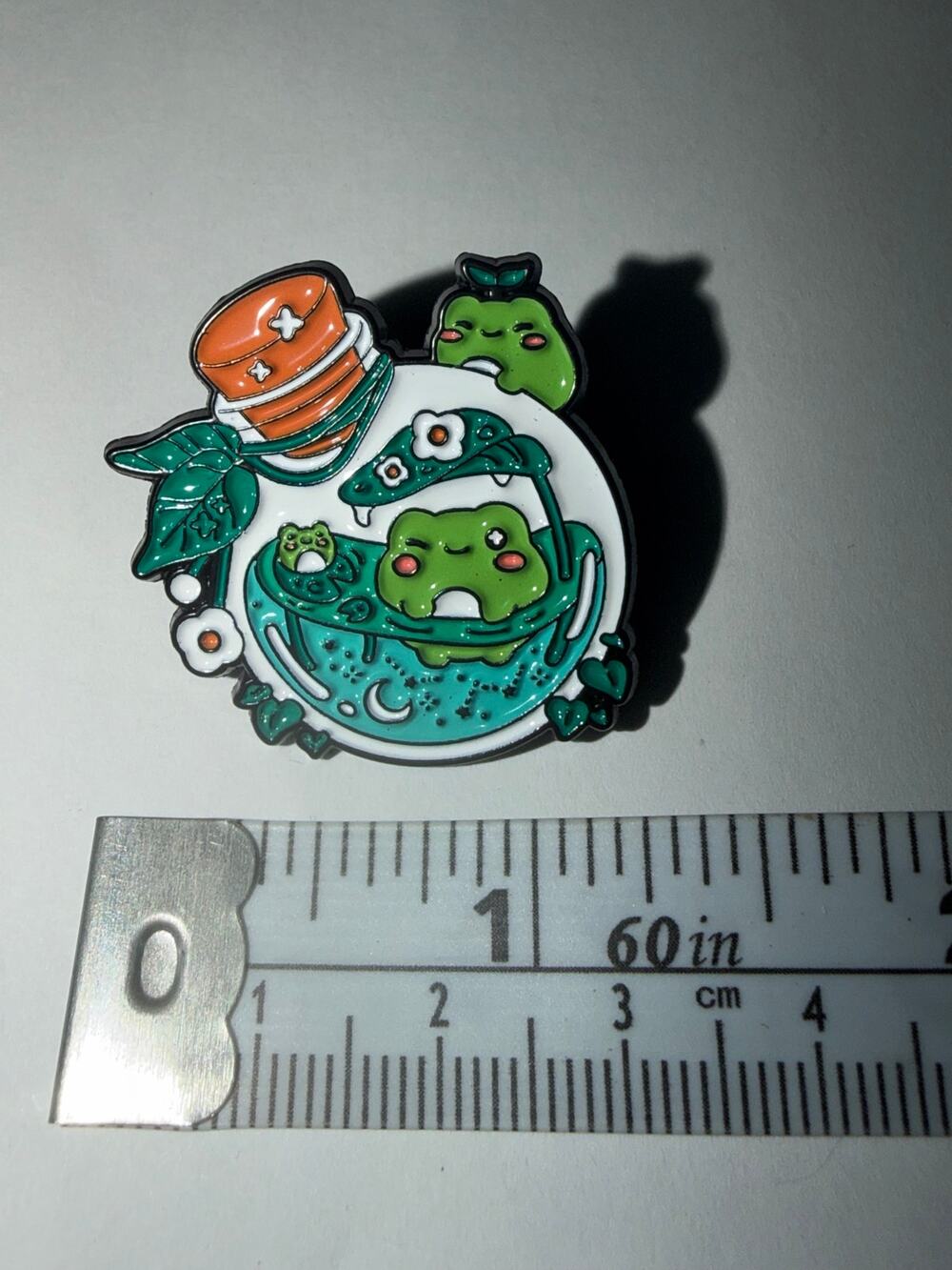 Frogs in Bubble Bath in a Jar Pin Brooch